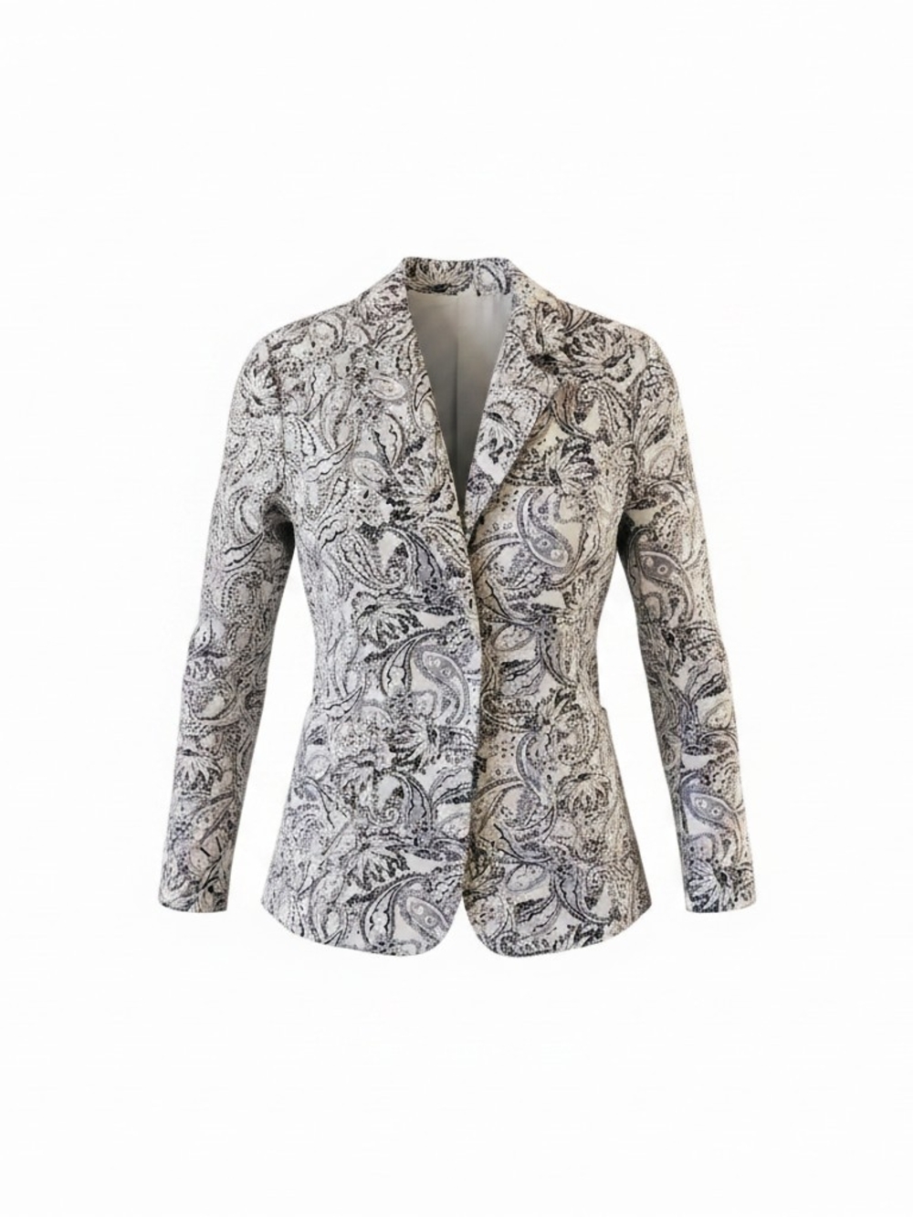 New York & Company Paisley Tailored Blazer in Gray and White
